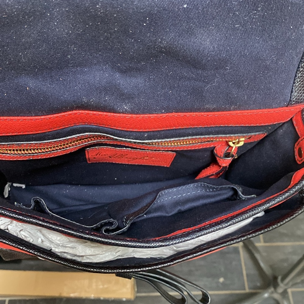 Anthropologie Red leather bow shoulder bag - Picture 9 of 9